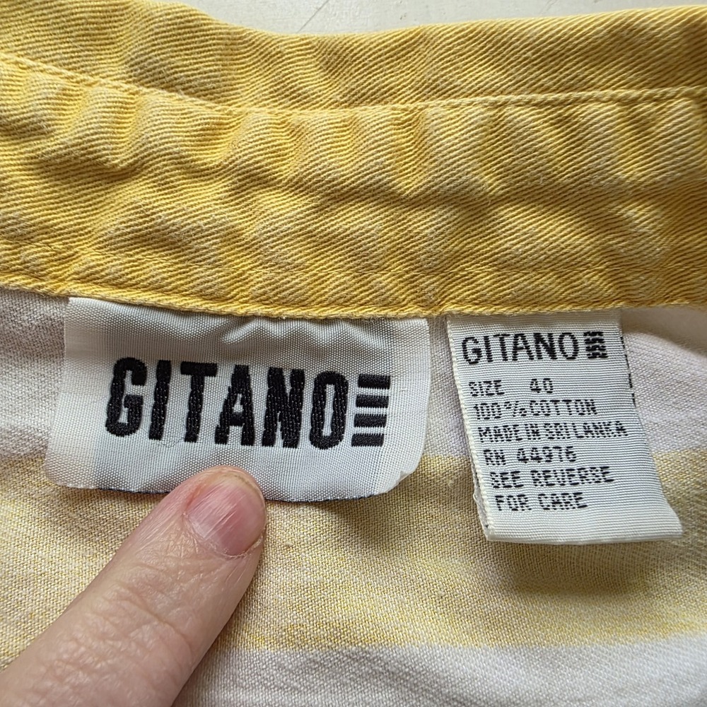 VTG 90s Gitano Color Block Striped Shirt Large Unisex Cotton Hip Hop Kidcore - Picture 5 of 9
